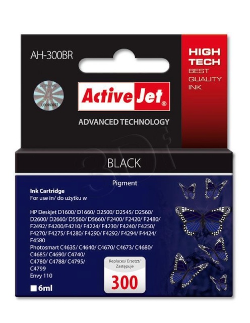 ActiveJet tindikassett AH-300BR must HP (HP 300 CC640EE) Premium
