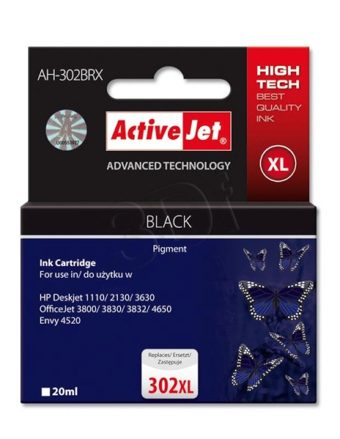 ActiveJet tindikassett AH-302BRX must HP (HP 302XL F6U68AE) Premium