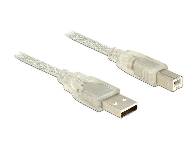Delock kaabel USB 2.0 Type-A male > USB 2.0 Type-B male 5m transparent