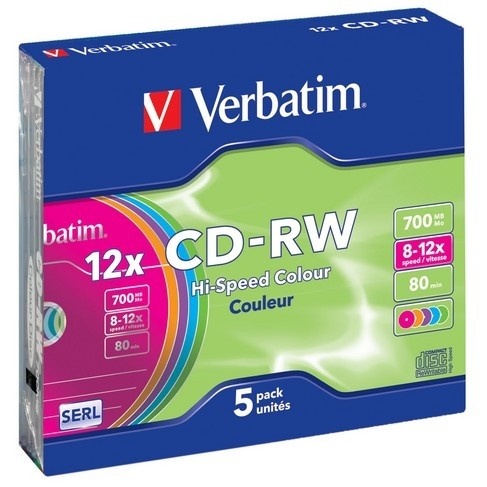 Verbatim toorikud CD-RW 8-12x 700MB 5P Slim Case 43167