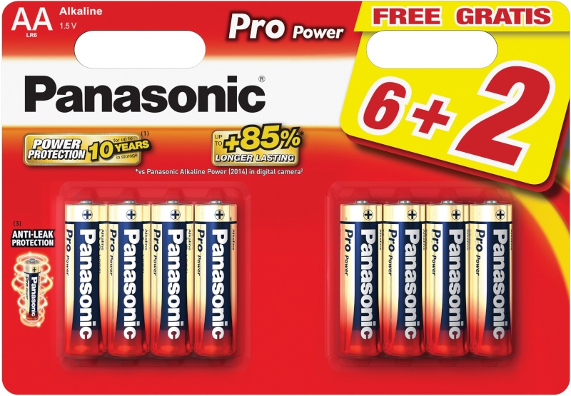 Panasonic patarei LR6PPG/8BW (6+2)