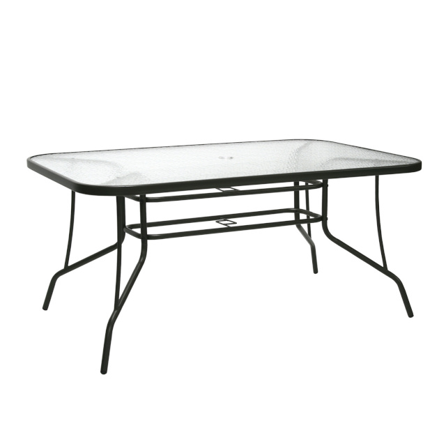 Laud DUBLIN 150x90xH70cm, lauaplaat: 5mm läbipaistev laineline klaas, terasraam, värvus: tumepruun