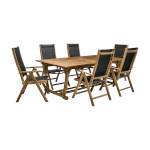 Komplekt FUTURE laud ja 6 tooli (2782), 210/300x110xH73cm, pikendatav, puit: akaatsia, viimistlus: õlitatud