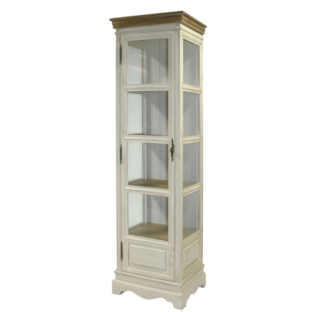 Vitriinkapp SAMIRA, 49x39xH178cm, materjal: puit, värvus: antiikvalge/pruun