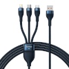 Baseus laadimiskaabel 3in1 USB cable USB 3in1 Flash Series, USB-C + Micro + Lightning 66W, 1.2m (sinine)