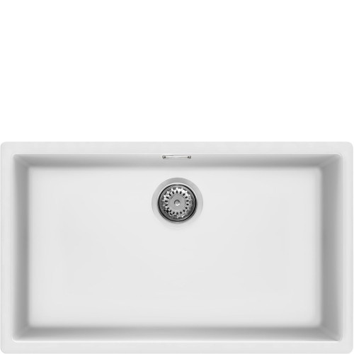 SMEG valamu VZP76B Quadra, 76cm, alt monteeritav/tööpinnale paigaldus, käsitsi, graniit, valge