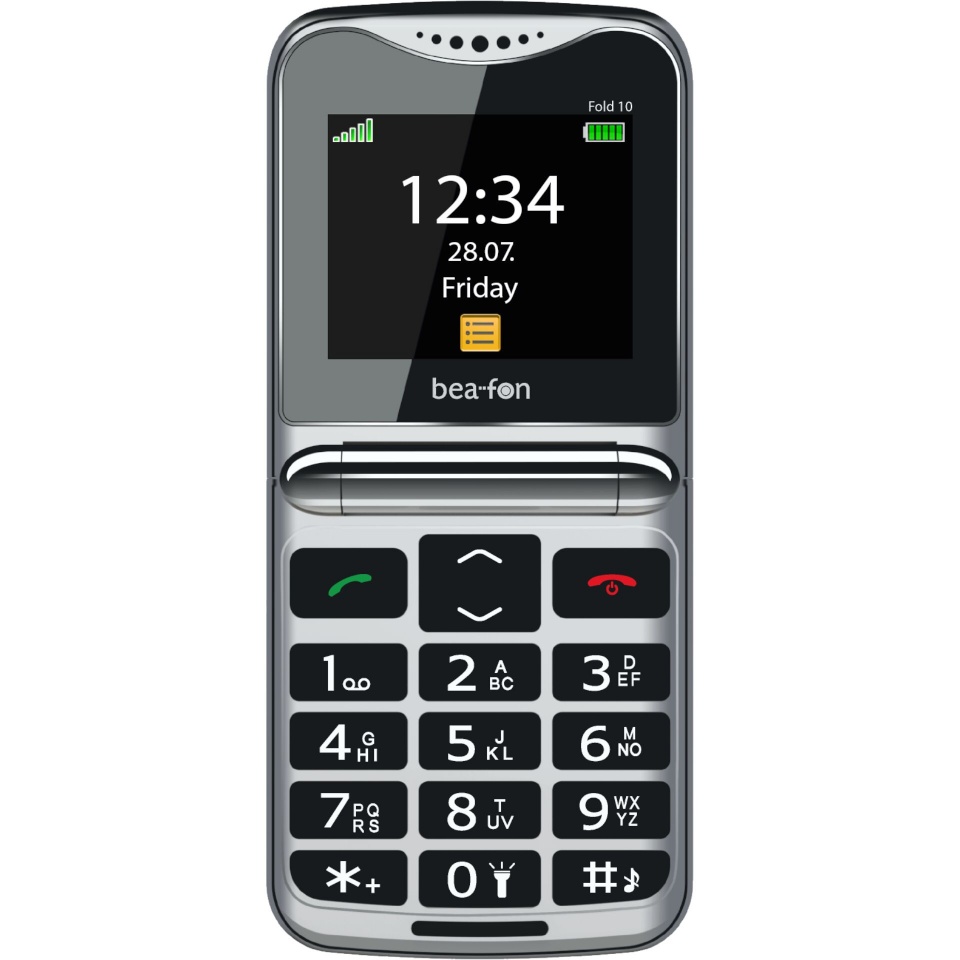 Bea-Fon mobiiltelefon Fold 10 2G must-hõbedane