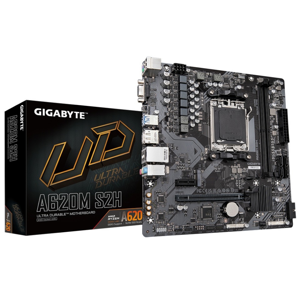 Gigabyte emaplaat A620M S2H 1.0 M/B, AMD, AM5, DDR5 DIMM, 	SATA, M.2, AMD A620, mATX