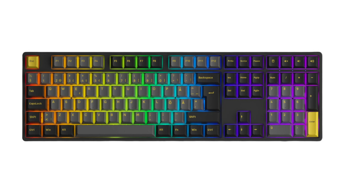 Akko mänguklaviatuur Akkogear 5108B must/kuldne V3 kollane Pro lüliti RGB