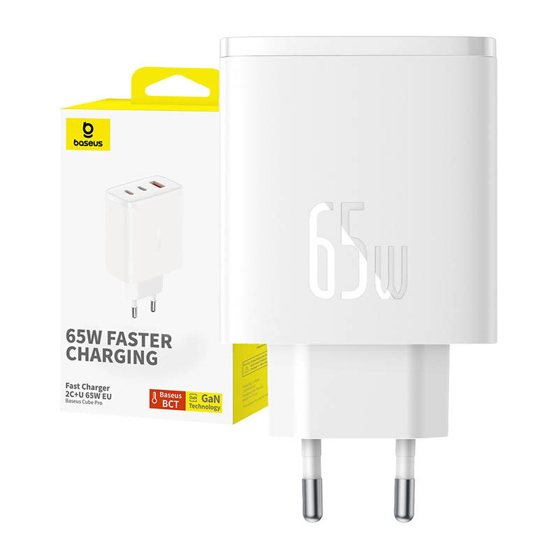 Baseus seinalaadija OS-Cube Pro 2xUSB-C + USB, 65W valge
