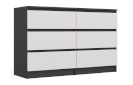 Top E Shop kummut M6 MALWA CHEST OF DRAWERS 120cm 6 DRAWERS ANTHRACITE/valge