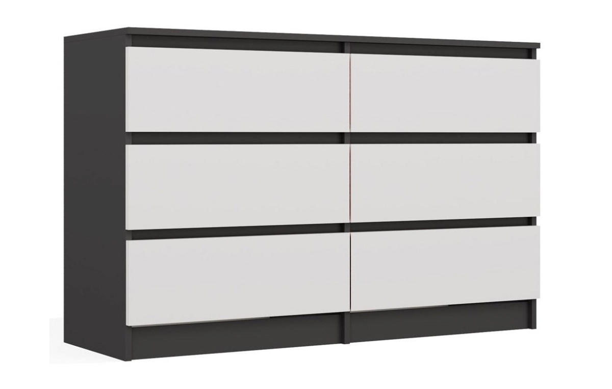 Top E Shop kummut M6 MALWA CHEST OF DRAWERS 120cm 6 DRAWERS ANTHRACITE/valge