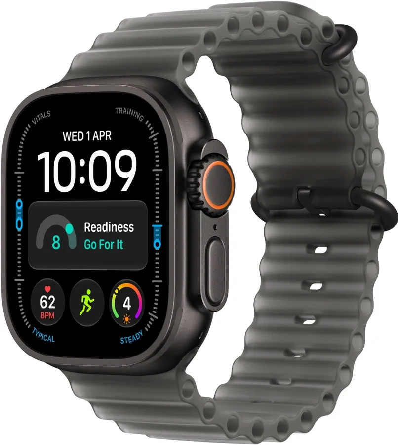 Apple Watch Ultra 4 49mm, GPS + Cellular, Black Titanium Case with Translucent Black Ocean Band, must