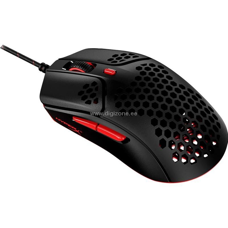 Hyperx hiir Pulsefire Haste, must-punane