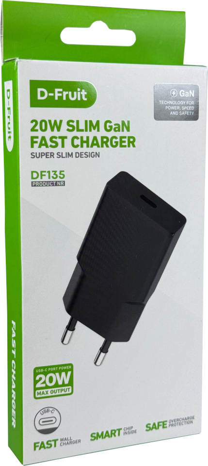 D-Fruit laadija 20W USB-C DF135 must