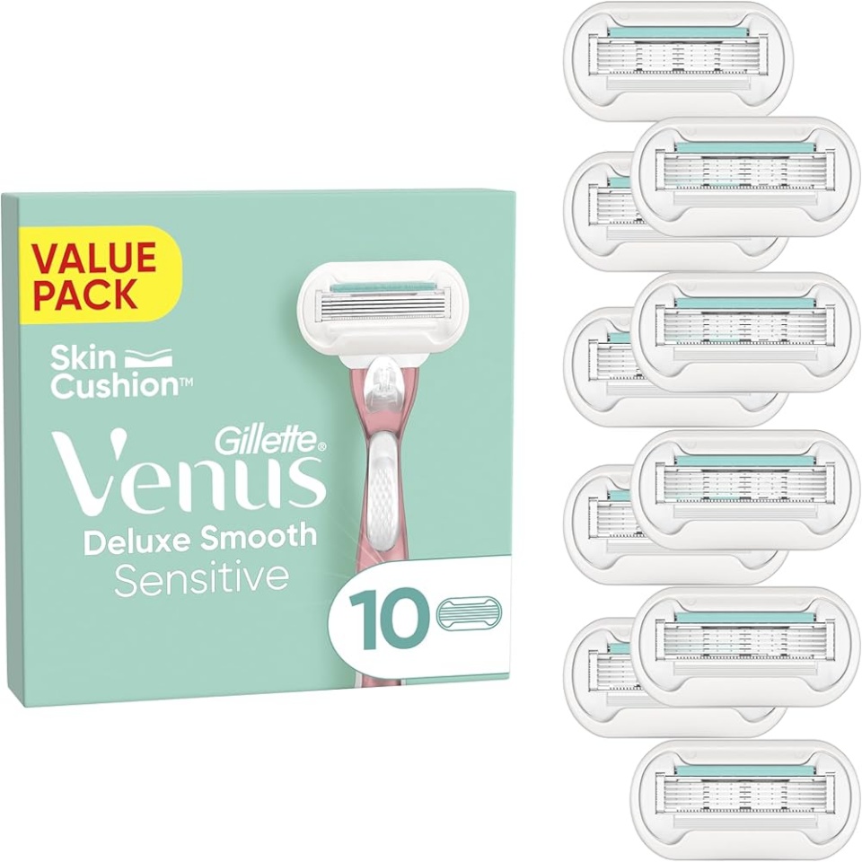 Gillette raseerija + varuterad Venus Deluxe Smooth Sensitive, 10tk, roosa