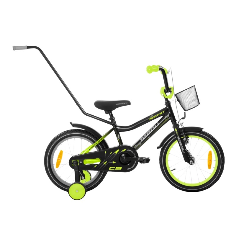 Tabou laste jalgratas Rocket CS, 16" must/roheline