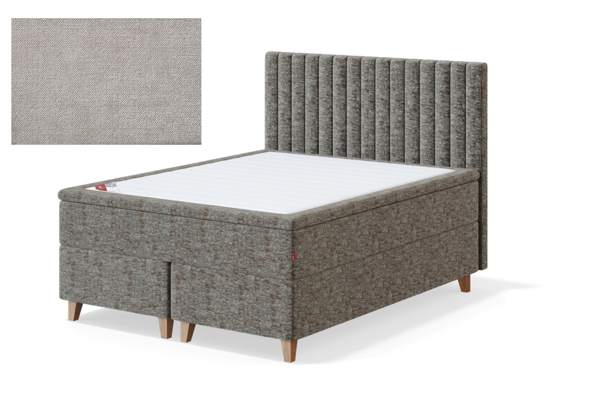 Sleepwell kontinentaalvoodi BLACK CONTINENTAL (8 jalaga), 180x200x55cm, BOLSHOI helehall, jäik