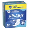 Always Ultra Size 3 Hügieenisidemed Tiibadega, Day & Night, 40 tk