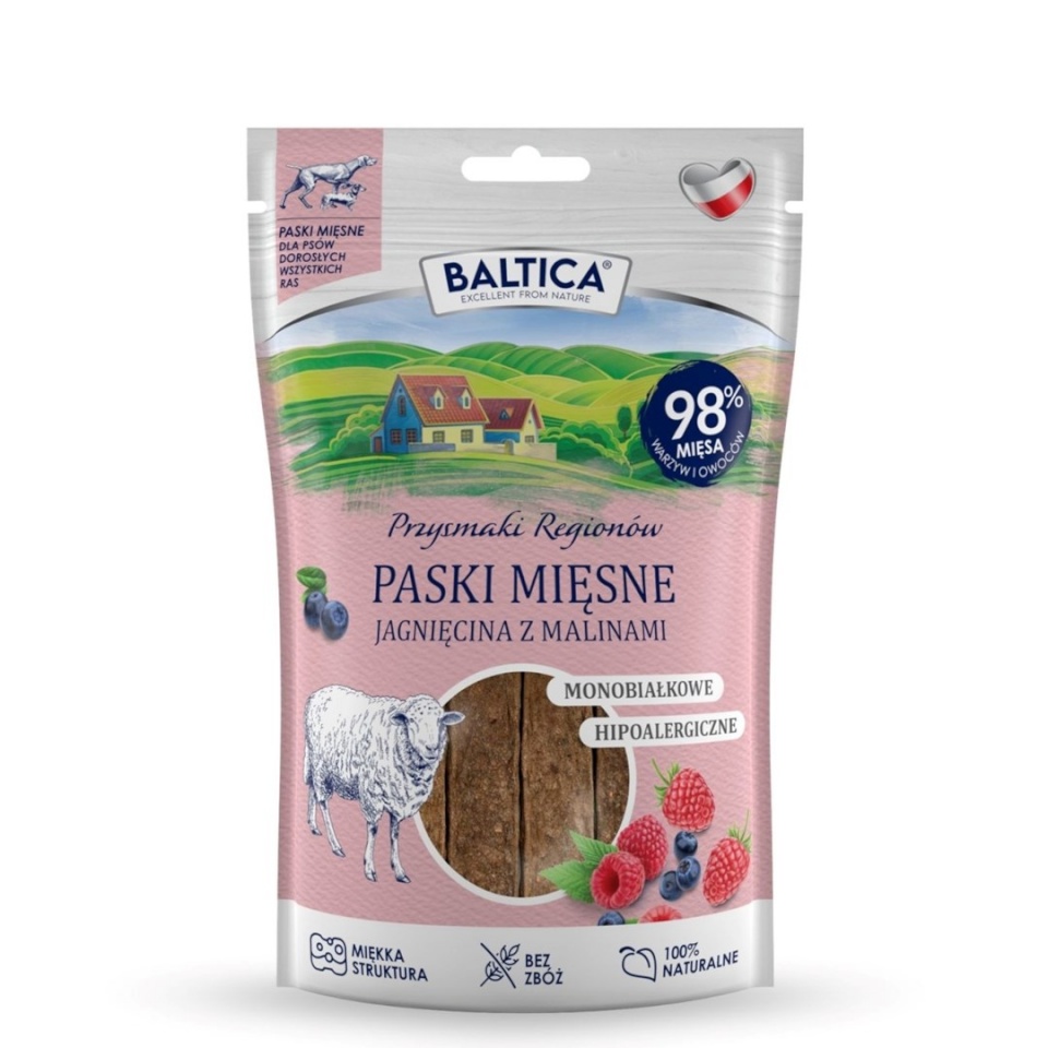 Baltica maius koerale Delicacies of the Regions Meat Strips Lamb with Raspberries, 90g