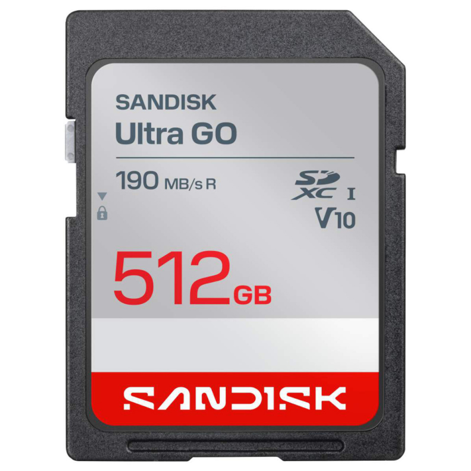 SanDisk 512GB SDXC mälukaart Ultra GO UHS-I V10 U1 Class10 R190 MB/s Full HD video