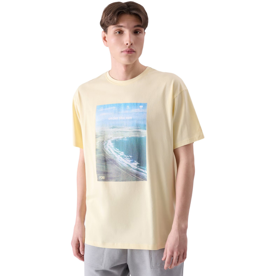 4F T-särk meestele M2132 Jasnożółta 4FRSS24TTSHM2132 73S suurus XXXL