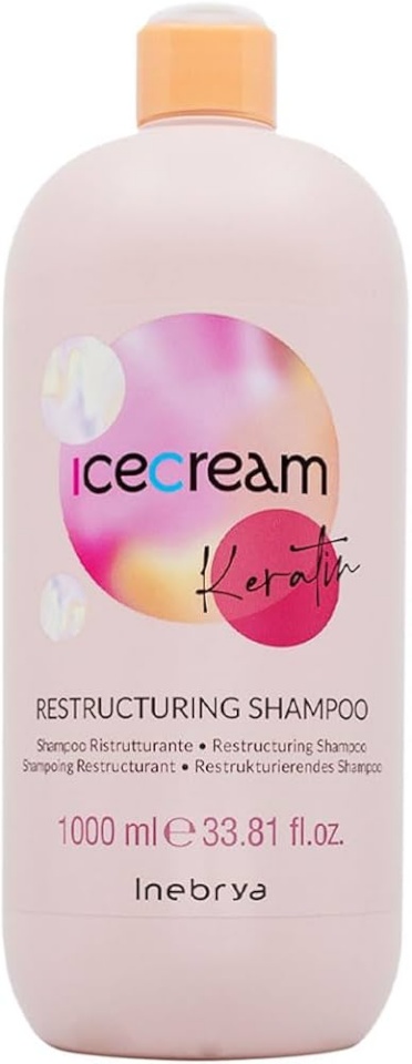 Inebrya šampoon Ice Cream Keratin Restructuring Shampoo 1000ml, unisex