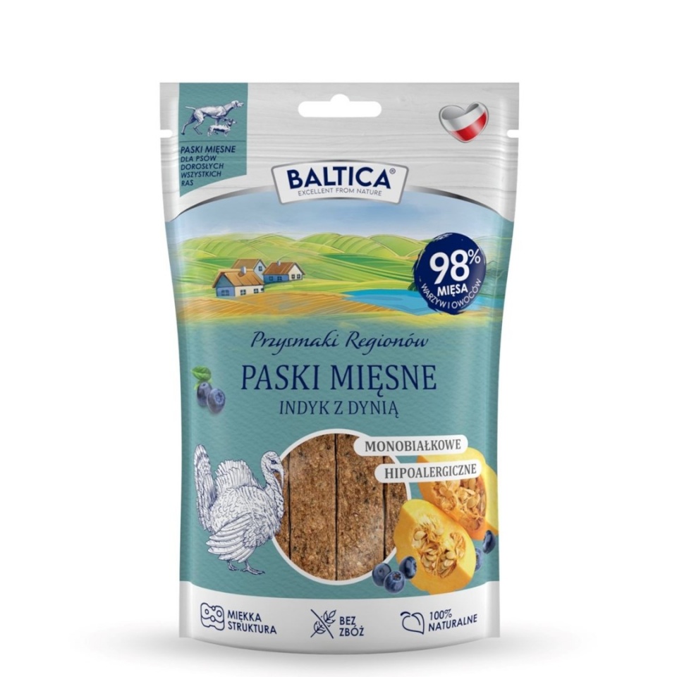 Baltica maius koerale Delicacies of the Regions Meat Strips Turkey with Pumpkin, 90g