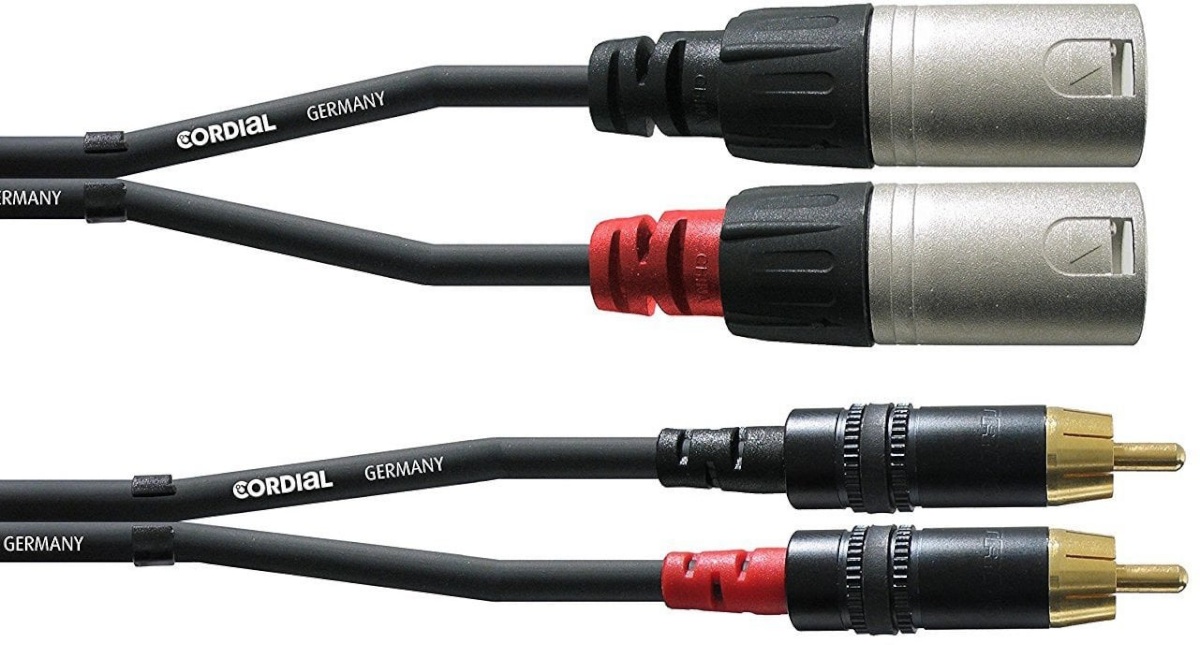 Cordial helikaabel 2x RCA -> 2x XLR, 3 m