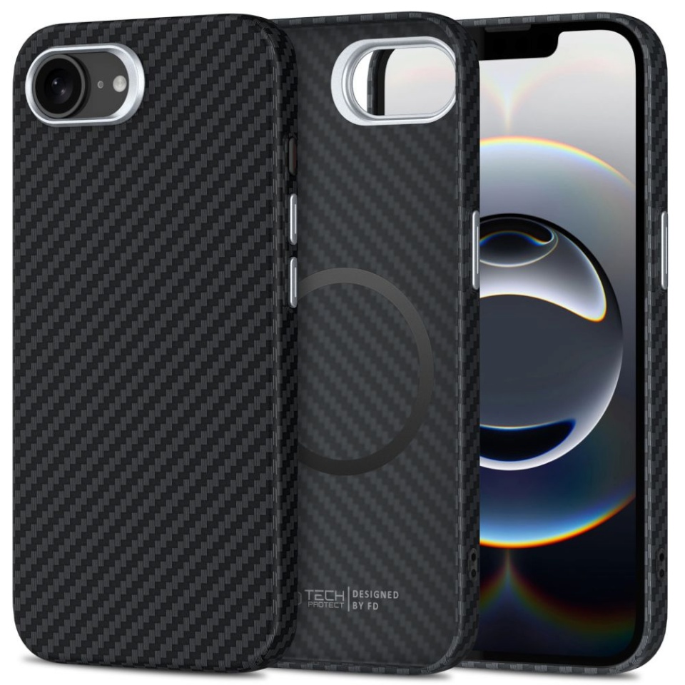 Tech-Protect ION CARBON MagSafe iPhone 16E Black/SILVER