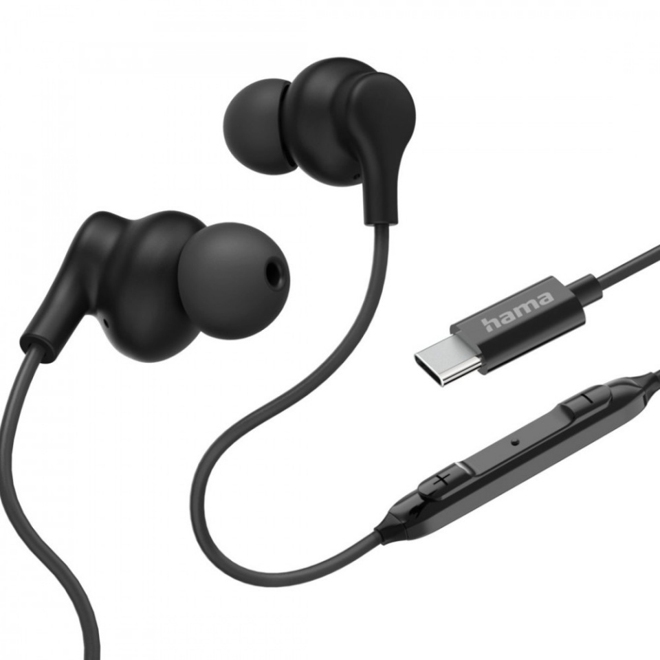 Hama kõrvaklapid Curly USB-C must