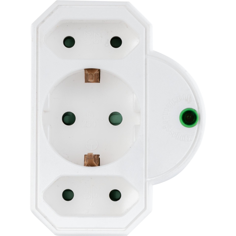 REV pistikupesa adapter 3-Way Socket Adapter with Surge Protection, valge