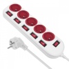 Maclean pikendusjuhe Power strip 5 socket with switches MCE204 R/