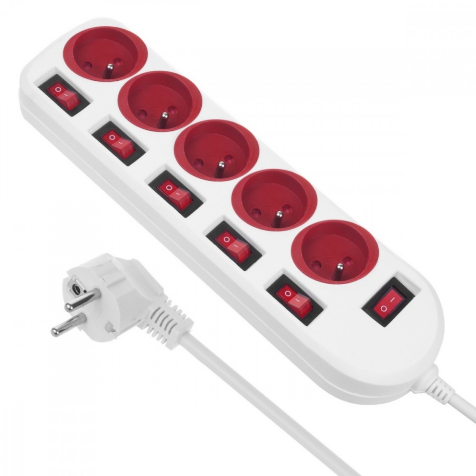 Maclean pikendusjuhe Power strip 5 socket with switches MCE204 R/