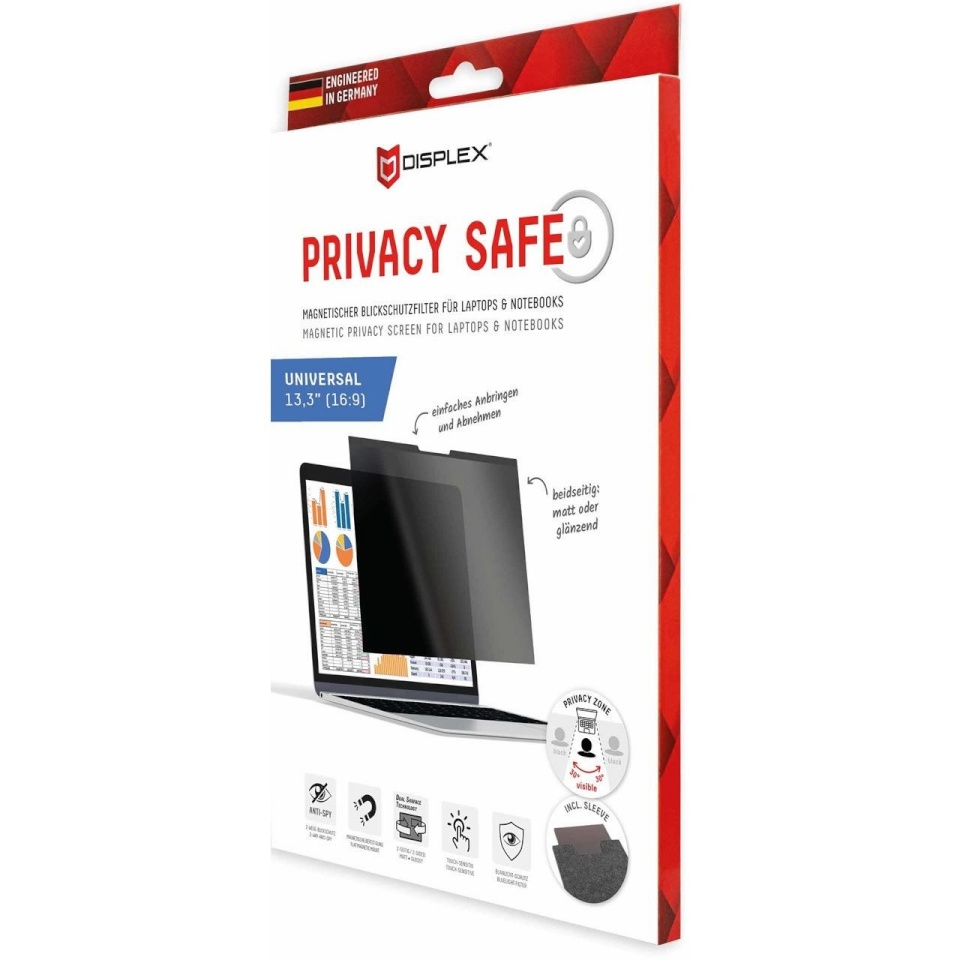 Displex kaitseklaas Universal Privacy Safe Glass 13,3", 16:9 By Transparent