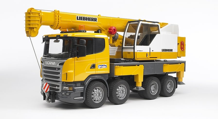 Bruder mänguauto Scania R series Liebherr Crane Truck with Light and Sound 03570