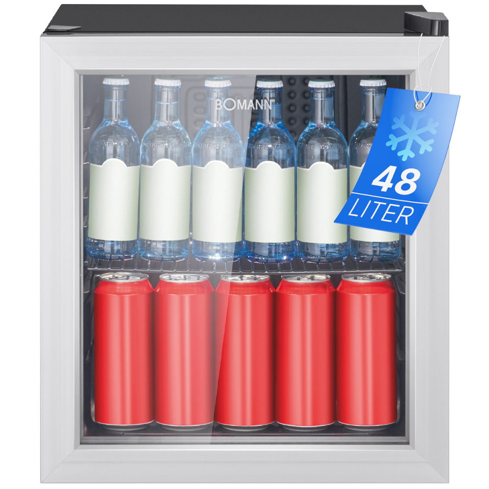 Bomann klaasuksega külmik KSG7286 Glass Door Refrigerator, valge/must