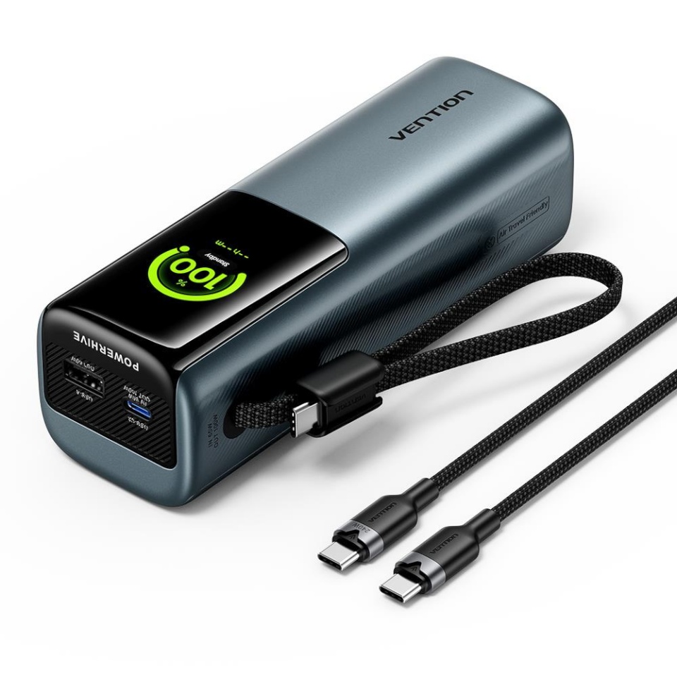 Vention akupank Power Bank USB 20000mah 165w, gray Tft Display