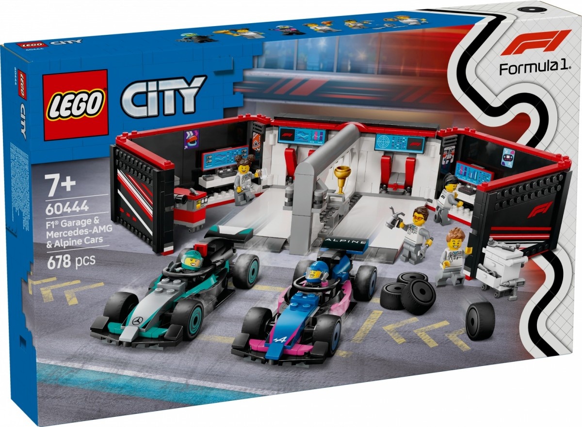 LEGO klotsid 60444 City F1 Garage mit Mercedes-AMG & Alpine Rennautos