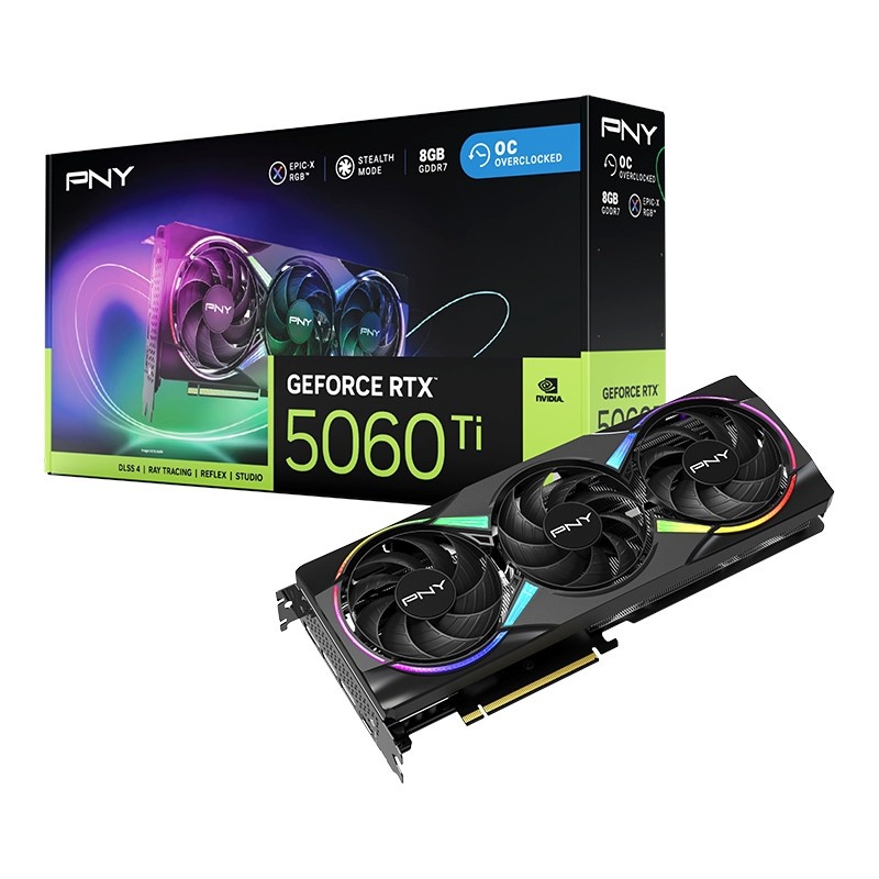 PNY videokaart PNY RTX5060 TI VERTO ARGB OC Triple Fan 8GB GDDR7 HDMI 3x