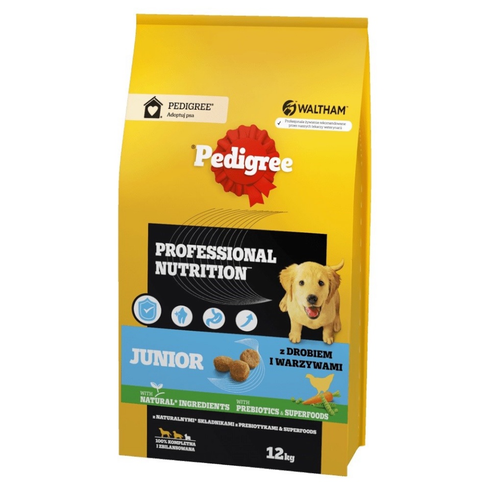 Pedigree kuivtoit koerale Professional Nutrition Junior with Poultry and Vegetables, Medium and Large Breeds, 12kg