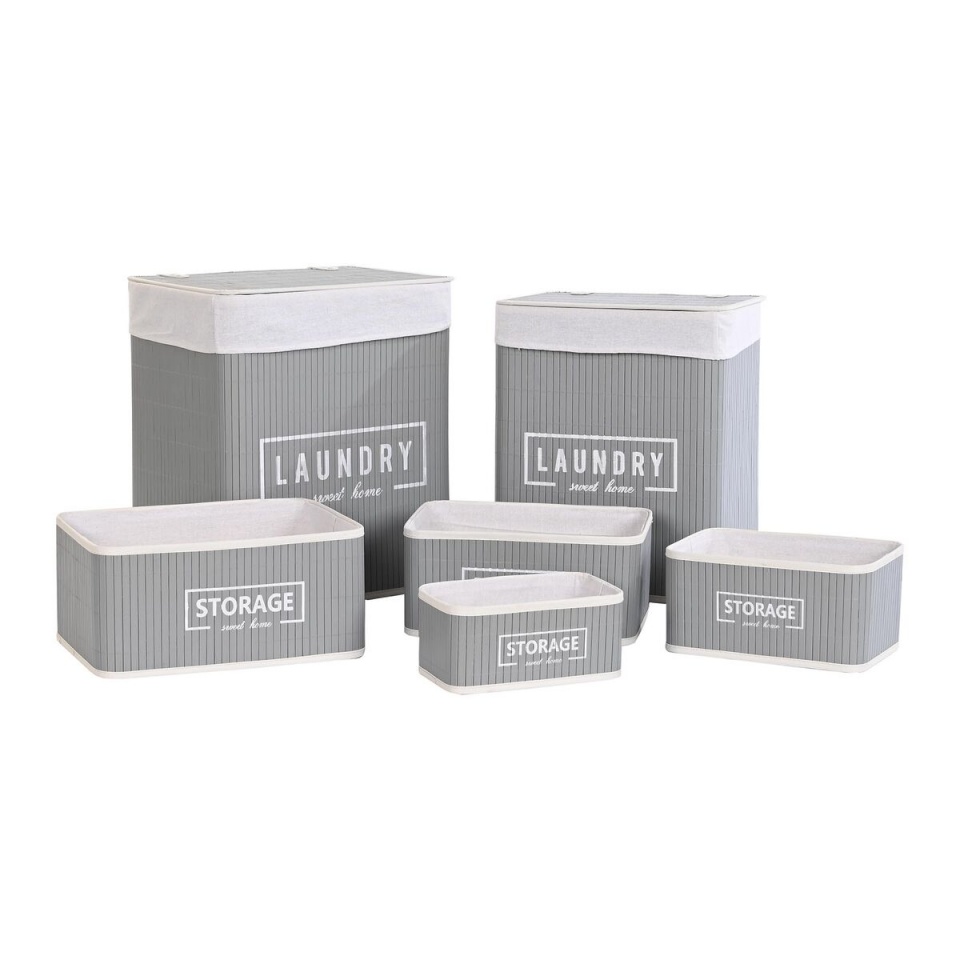 DKD Home Decor Korvide Komplekt 40x30x46cm tumehall Bambus