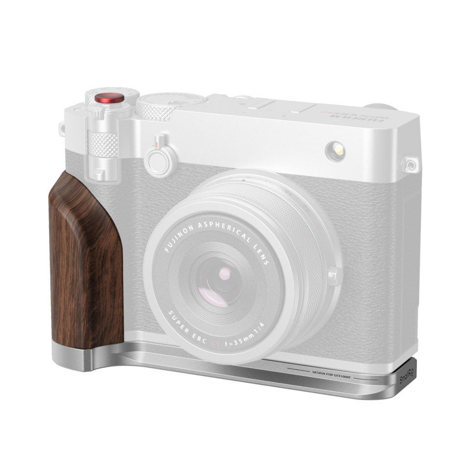 SmallRig tarvik 5265 L-kujuline kinnitusplaat puidust käepidemega Fujifilm GFX100RF kaamerale, hõbedane.