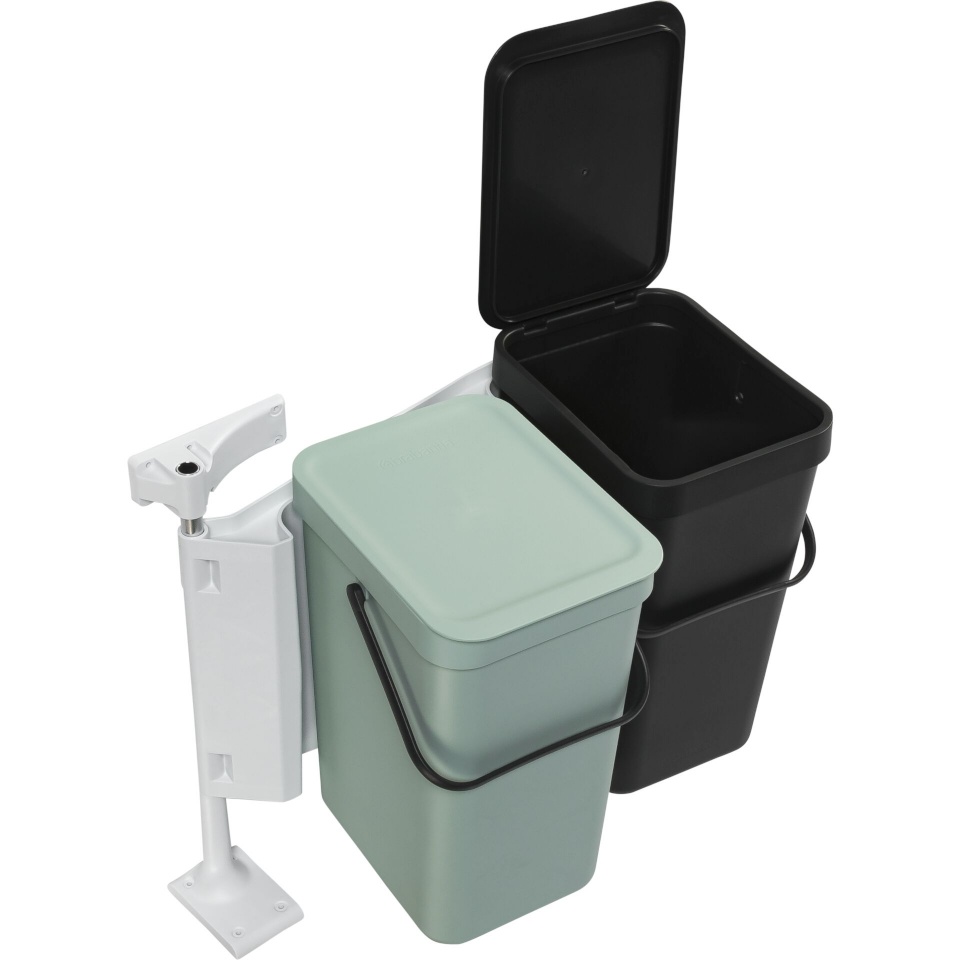 Brabantia prügikast Sort & Go Waste Bin 2 x 12L, tumehall/roheline