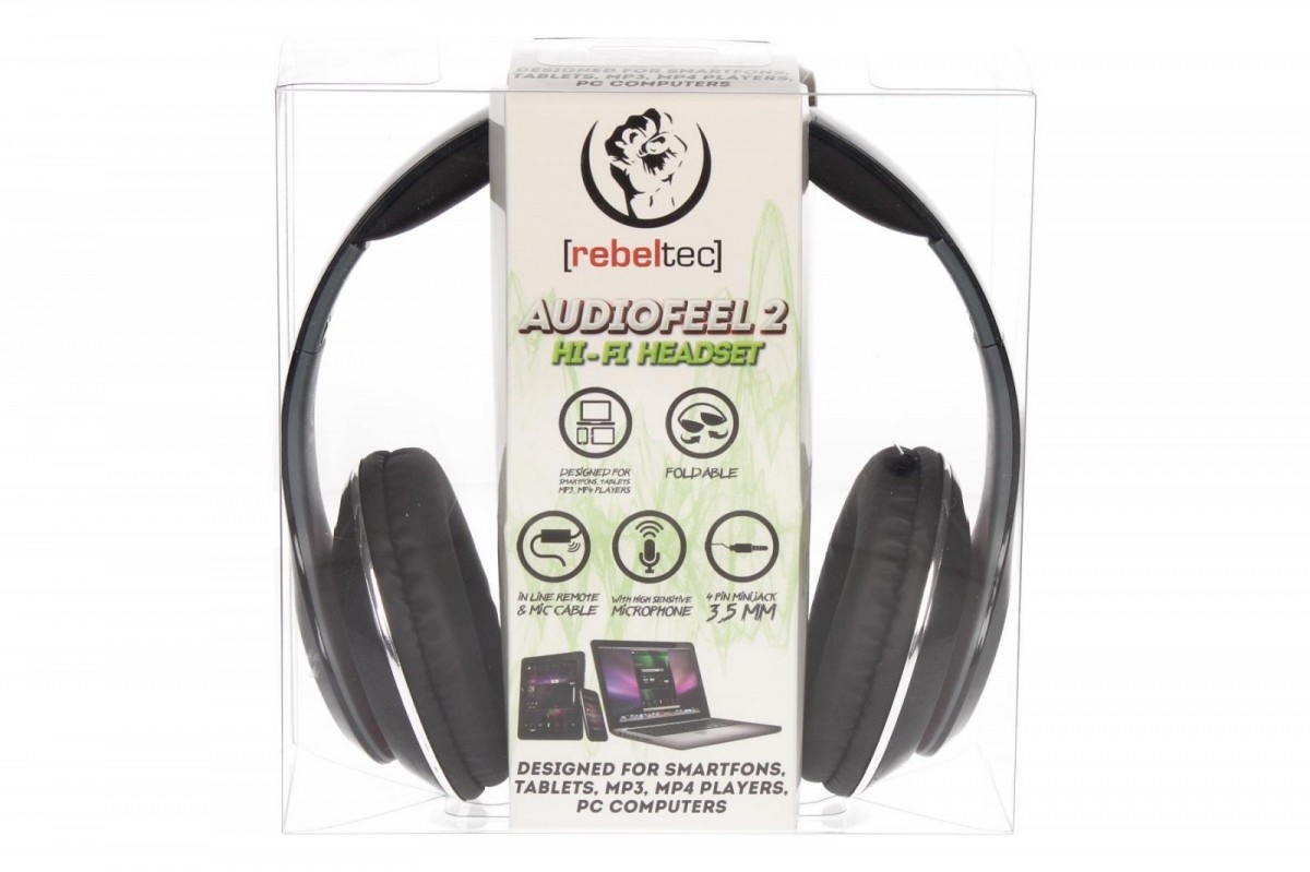Rebeltec kõrvaklapid Stereo Headset with microphone, 4pin mini jack AUDIOFEEL2 must