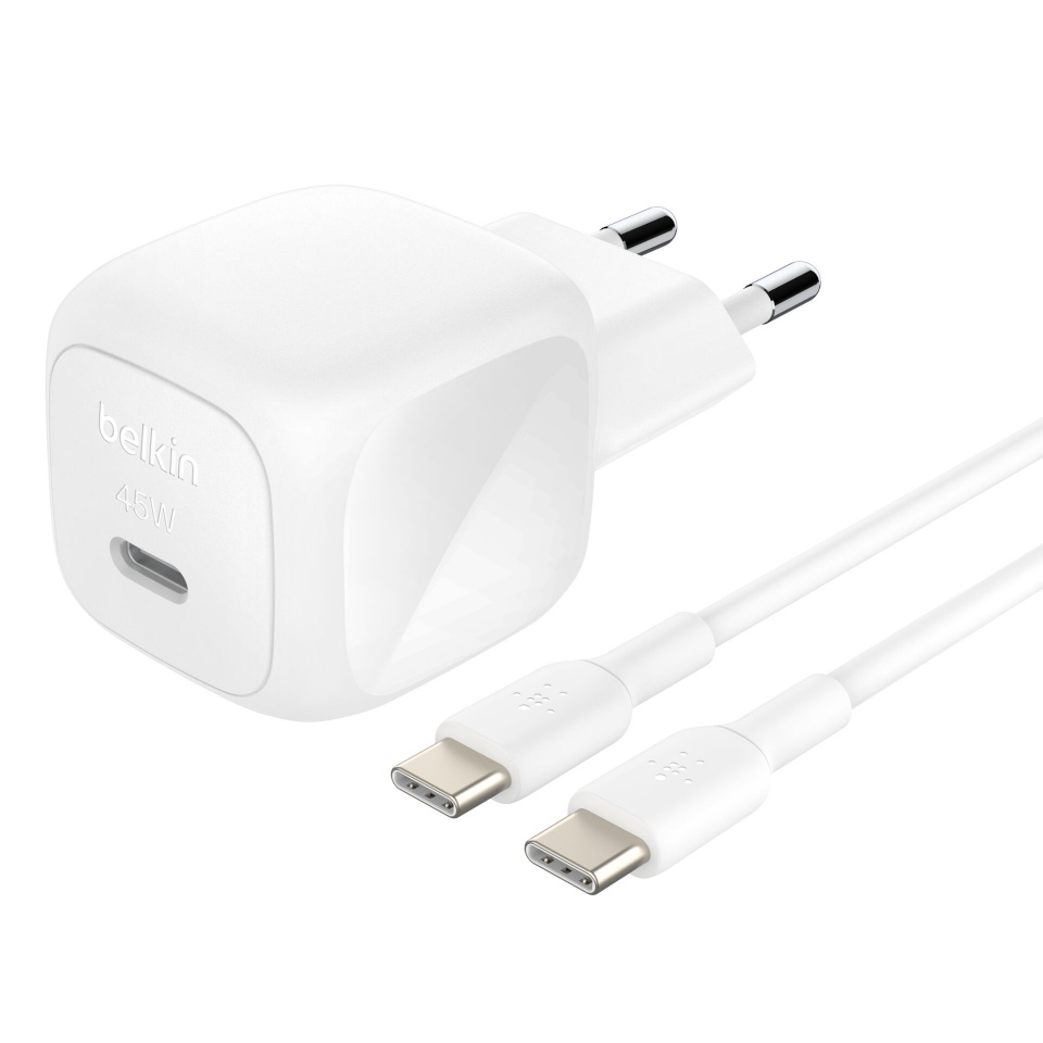 Belkin laadija BOOST Charge USB-C 45W PD PPS+USB-C Kab.ws WCA013kq1MWH-B6