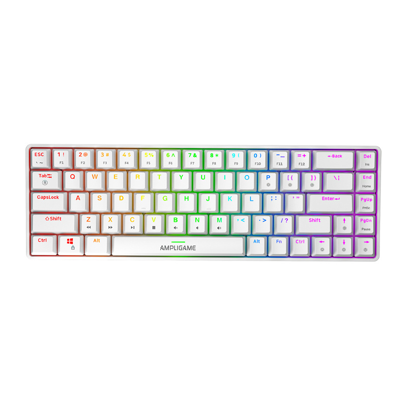 Fifine klaviatuur GK1W mechancial keyboard, 65% RGB (valge)