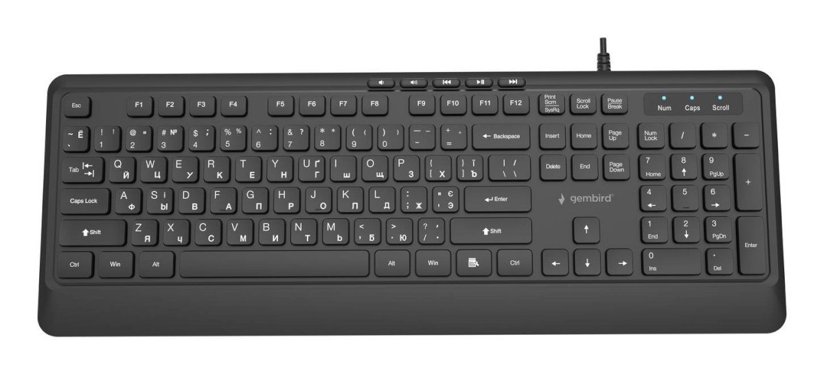 Gembird klaviatuur Multimedia USB Cyrill must Kb-mch-05-cyrl