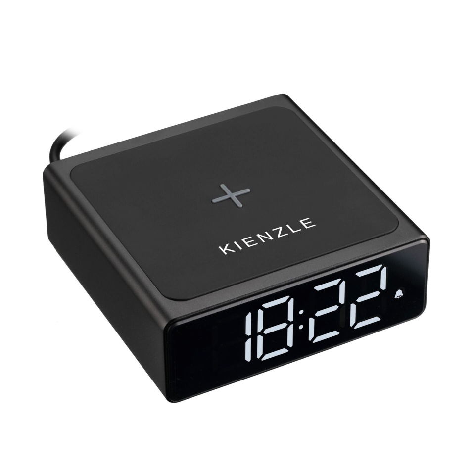 Kienzle äratuskell 14988 Digital Alarm Clock with Wireless Charging Station, must