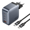 Vention power charger 3x USB-C, 1x USB-A, (100W/100W/30W/30W) (hall) with USB-C to USB-C cable (1m) (must)